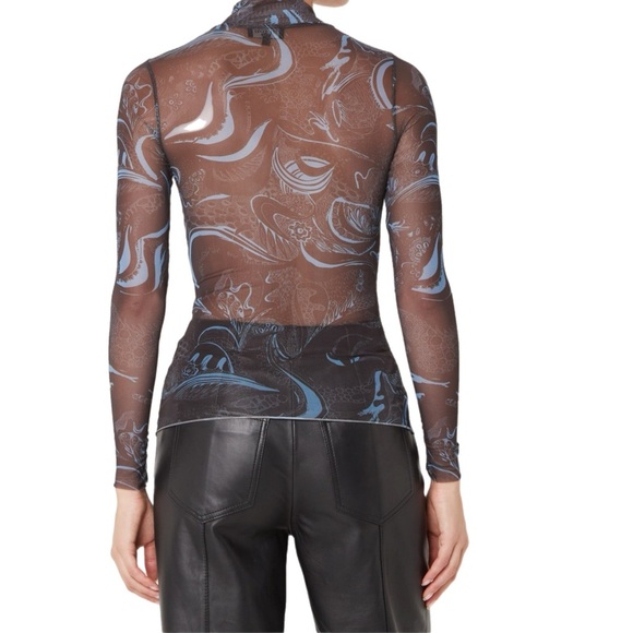 Ted Baker Judine Blue Mesh High Neck Long Sleeve Mock Neck Top XXS - Picture 3 of 5